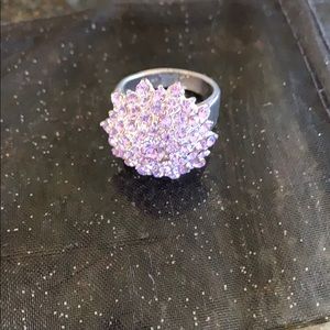 WHBM Silver Crystal Floral Ring
